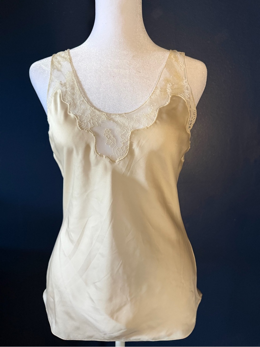 Zara Satin Lace Trim Camisole - S Ecru Like New!